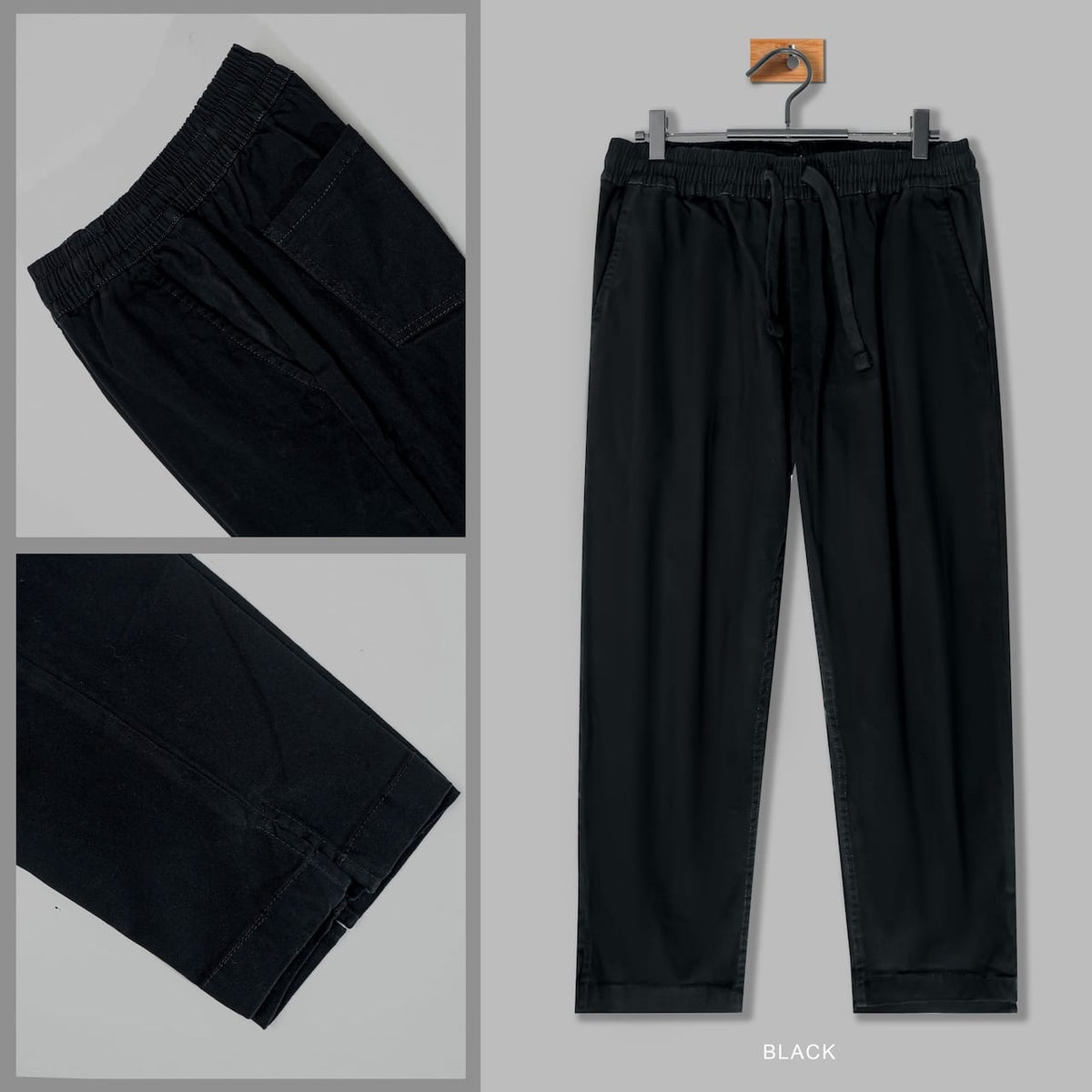 Women's Cotton Twill Trouser in Black by COMFIQ