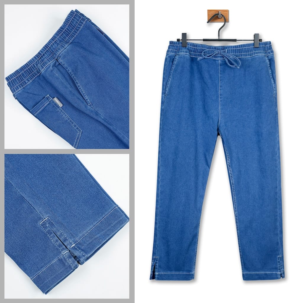 Women's Comfy Denim Trouser in Classic Blue by COMFIQ