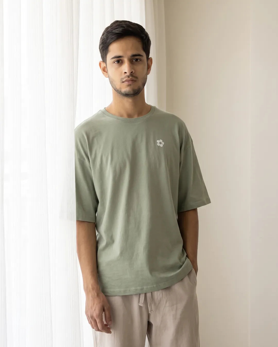 The Flow Collection: sage AeroCotton tee with a linen trouser