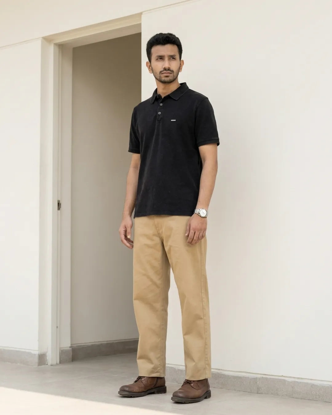 Work2Play: charcoal vintage polo with a relaxed chino