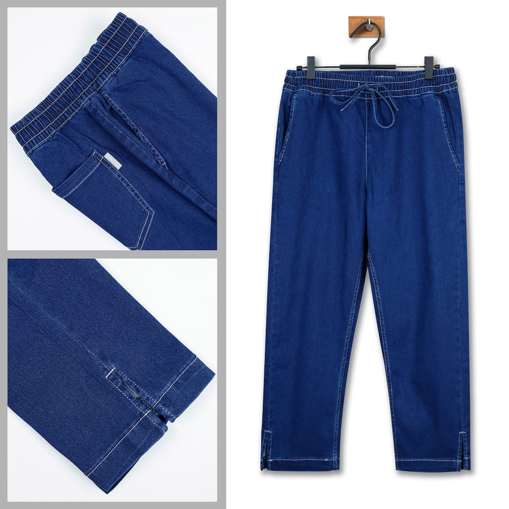 Women's Comfy Denim Trouser in Indigo by COMFIQ