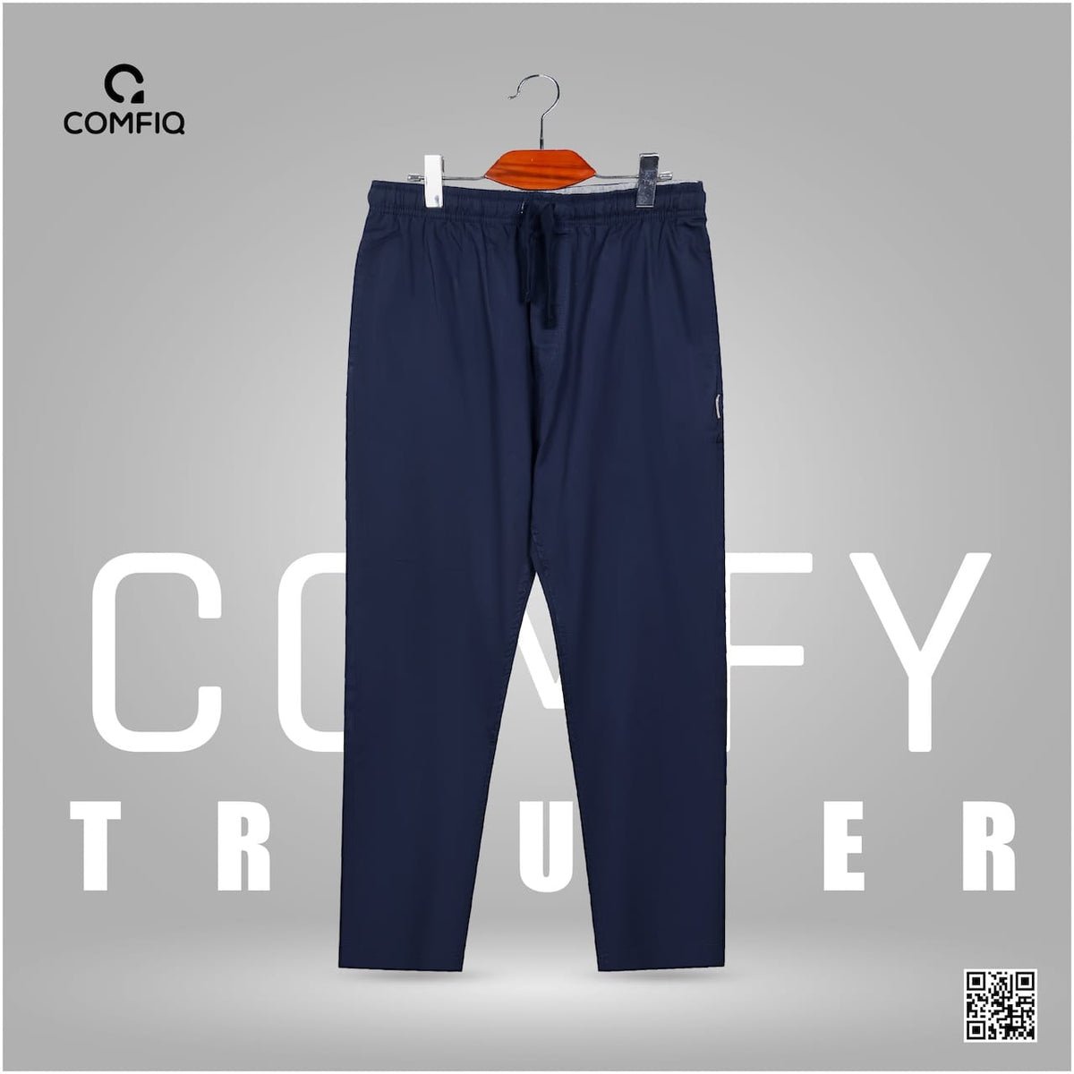 Comfy Cotton Trouser in Navy by COMFIQ