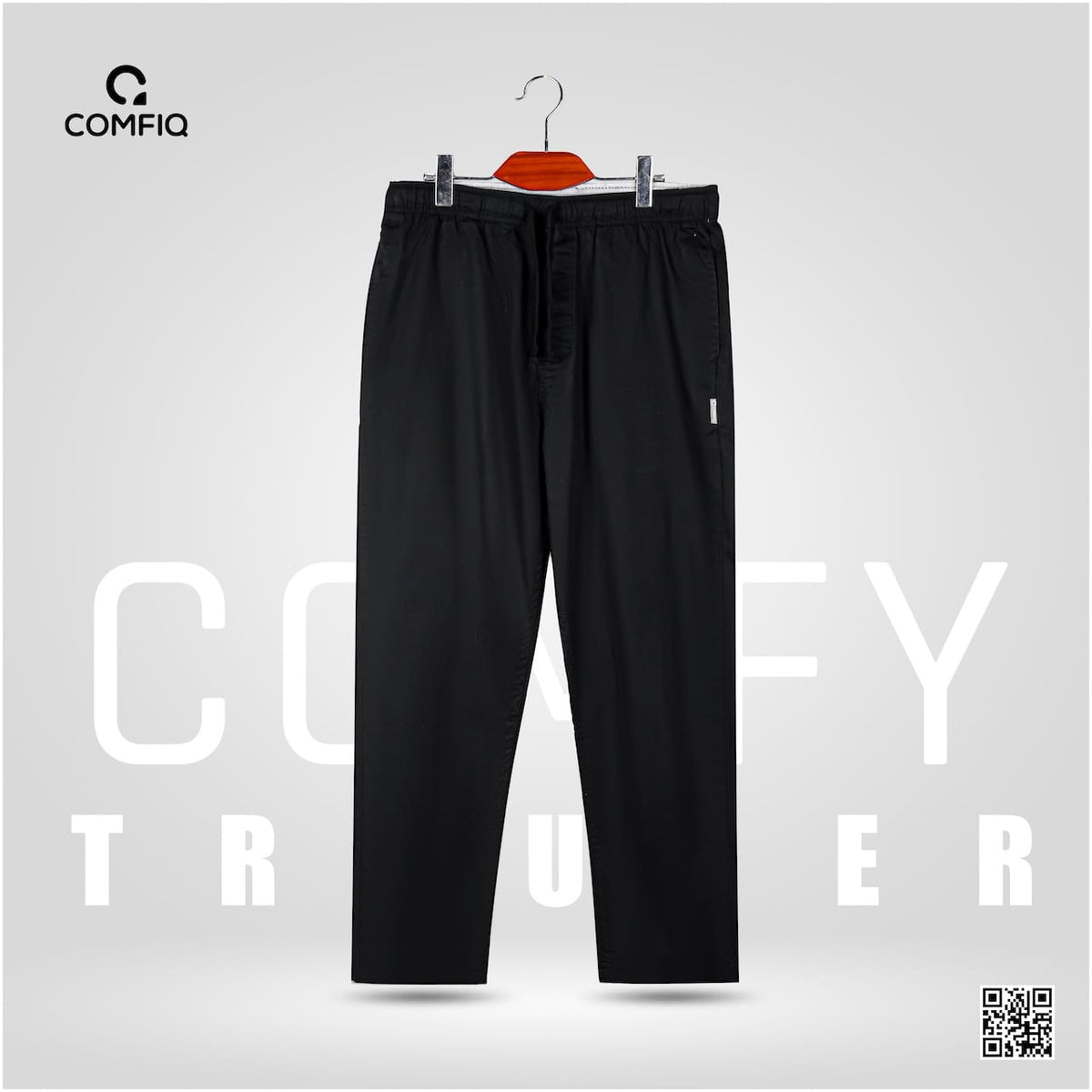 Comfy Cotton Trouser in Black by COMFIQ