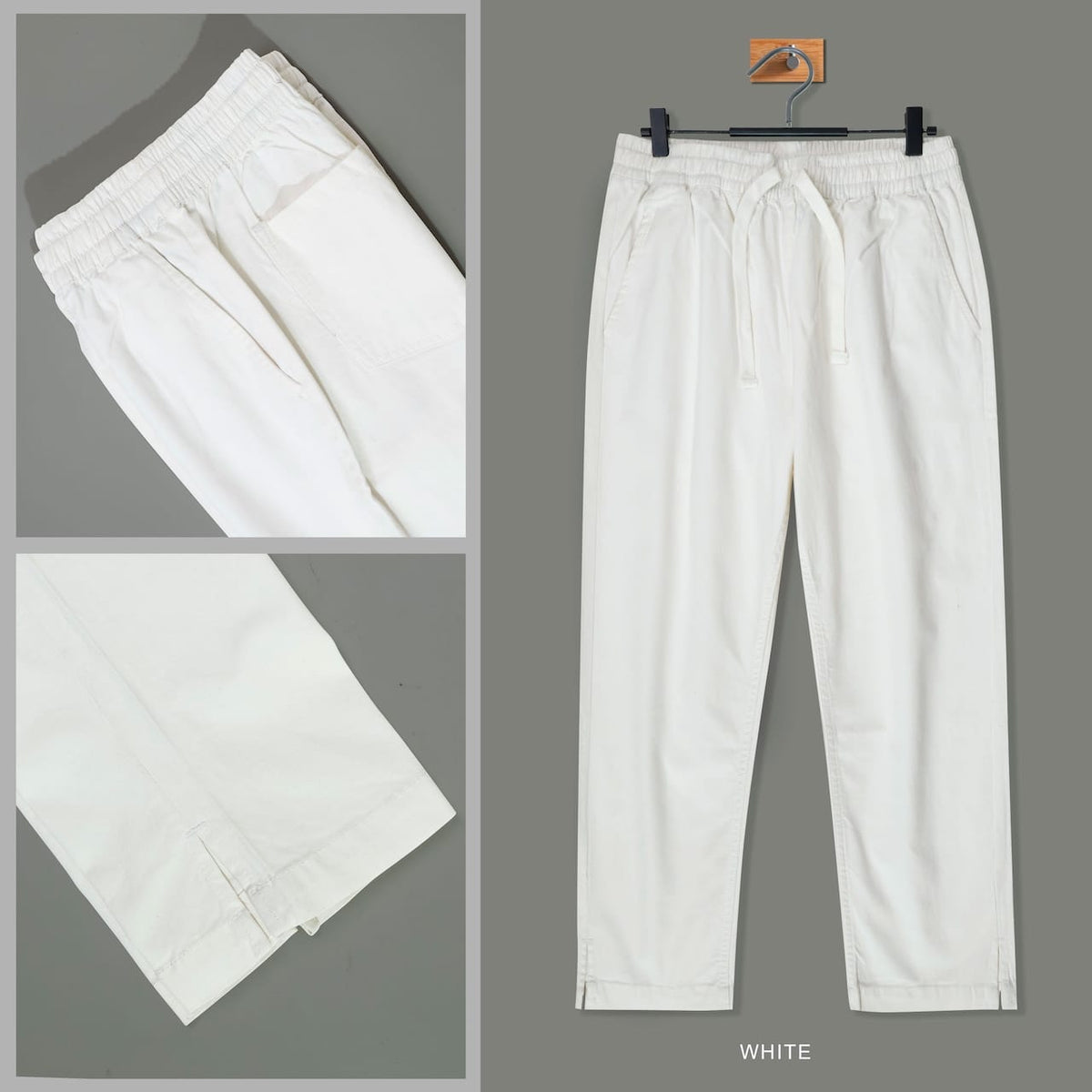 Women's Cotton Twill Trouser in White by COMFIQ