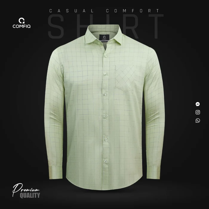 Premium Casual Check Shirt - Icy Green - Image 1