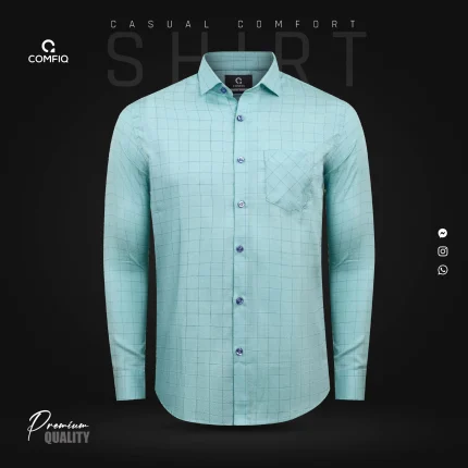 Premium Casual Check Shirt - Arctic Blue