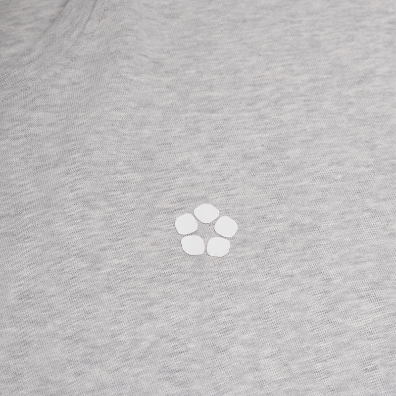 Close up detail of drop shoulder seam and fabric texture