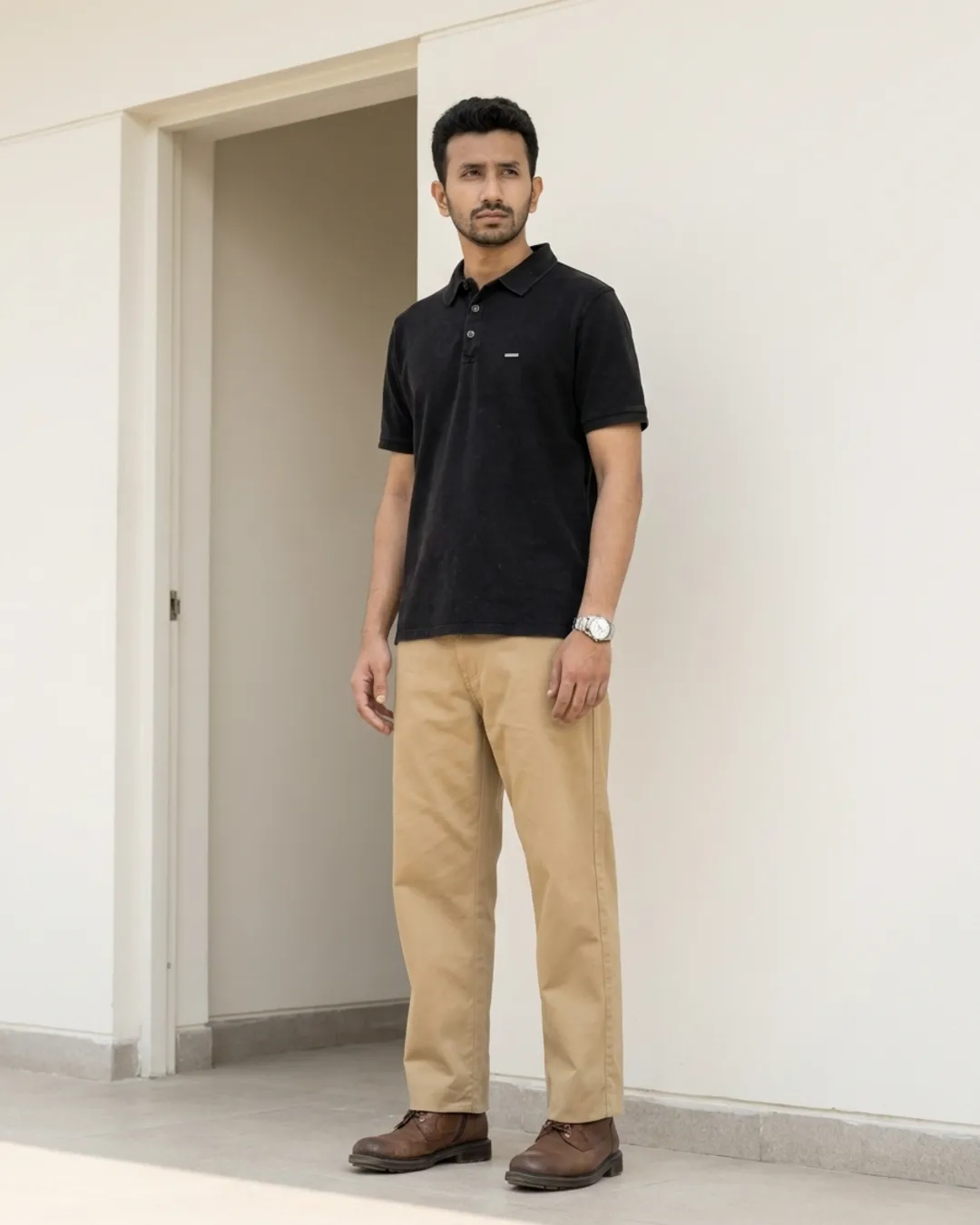 Work2Play: charcoal polo and khaki chino
